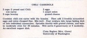 Late rehearsal Chili Casserole?