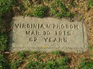 Virginia Prosch's grave, Lake View Cemetery, Seattle