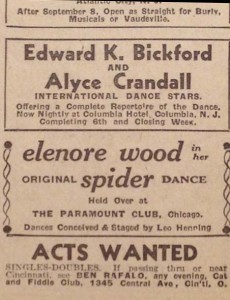 Available acts, The Billboard, 1938.